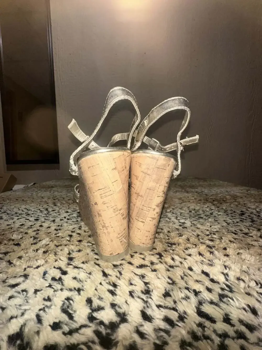 Brash Women's Gold Metallic Strappy Cork Platform Wedge Sandals Size 10